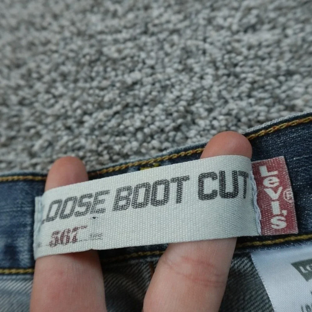 VTG Levis Jeans Mens 38X32 Dark Blue Denim Pants 567 Loose Boot Cut Western‎ Y2K
